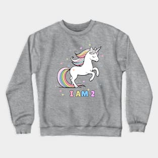 Magical Unicorn Birthday T-Shirt – I Am 2 – Perfect for Toddler Celebrations Crewneck Sweatshirt